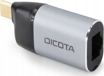Adaptër USB-C Dicota USB-C to Ethernet Mini PD, Gigabit, 100W, gri metalik