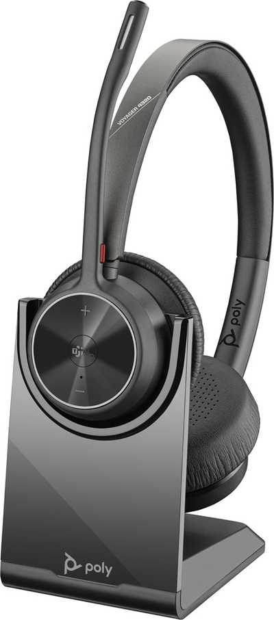 Kufje me mikrofon Poly Voyager 4320 M, pa tela, Bluetooth, USB C, të zeza