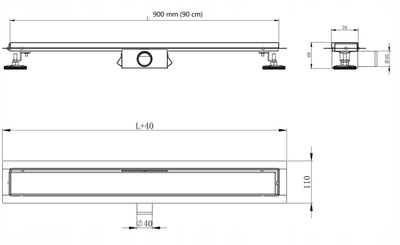 Kanal linear dushi Hytti Greek, 90 cm, i zi