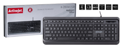 Tastierë Activejet K-3904, USB, 104 taste, e zezë