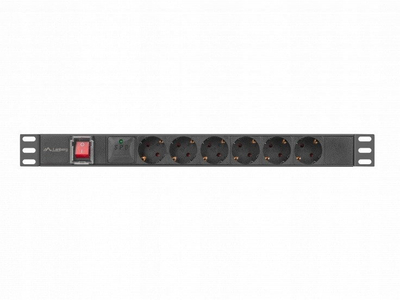 Listelë energjie Lanberg 6x Schuko, 19", 2m, hyrje C14, e zezë