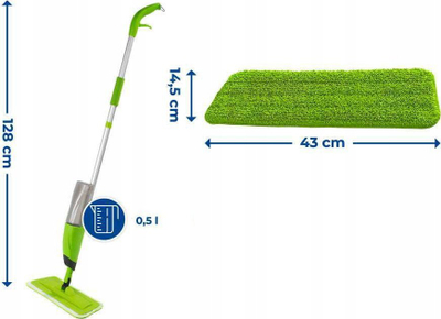 Mop me spruco Wenko Spray Mop, me depozite uji, lecke mikrofiber, jeshil
