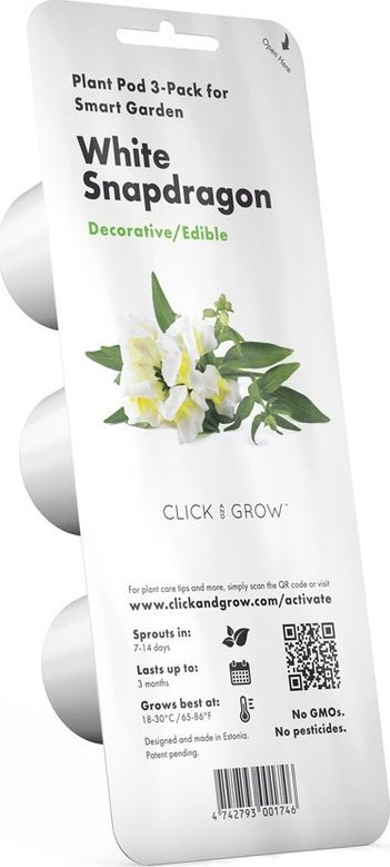 Kapsula bime Click &amp; Grow White Snapdragon, set me 3 copë, lule të bardha