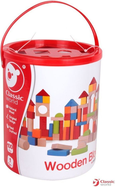 Set blloqe druri për fëmijë Classic World, 100 elemente, shumëngjyrëshe