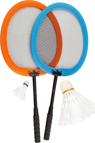 Set badminton Get &amp; Go XXL, 2 reketë, shatlla plastike, portokalli dhe blu