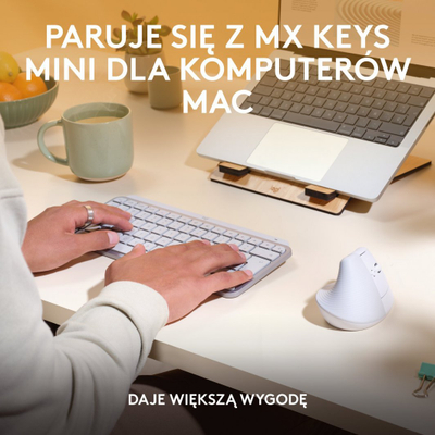 Maus Logitech Lift, wireless, Bluetooth, USB, i bardhë