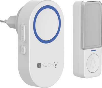 Zвоно за врата со интерфон Techly I-BELL-RING05, без кабли, IP56, бела