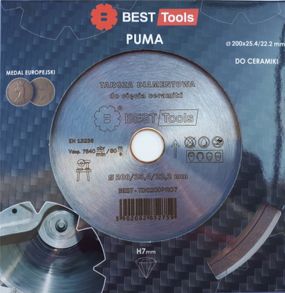 Disk diamanti Best Tools Puma 200, Ø200mm, bosht 25.4/22.2mm, argjendt