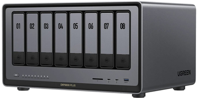 NAS Ugreen NASync DXP8800 Plus, Intel Core i5 12th Gen, deri 10 disqe, gri