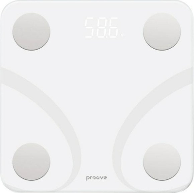 Peshore inteligjente Proove Smart Scale Balance, Bluetooth, analizë trupi, e bardhë