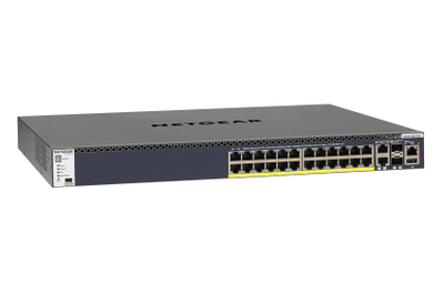 Switch i menaxhuar NETGEAR GSM4328PA, 28 porte 10G, PoE+, i zi