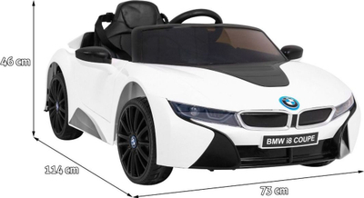 Makina elektrike për fëmijë BMW i8 Coupe, 12V, me telekomandë, e bardhë