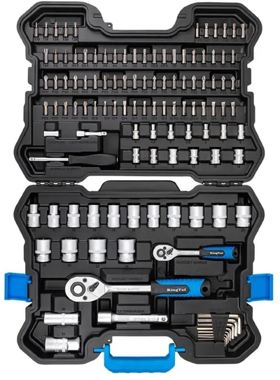 Set veglash KingTul KT-41151-5, 115 pjesë, 1/4" dhe 1/2", profil 6 këndësh