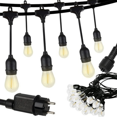 Drita dekorative Light String LG1000020, 20 LED, 12.5 m, kabëll i zi, dritë e bardhë e ngrohtë