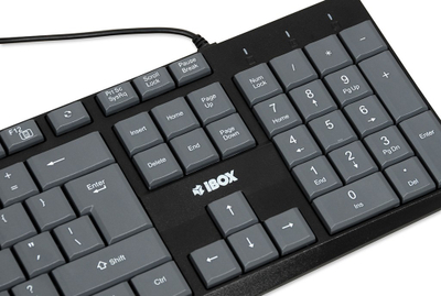 Tastierë IBOX Eris, me kabllo USB, QWERTY, gri e zezë