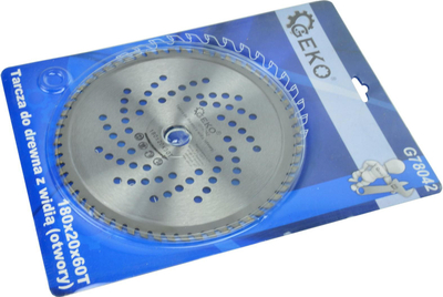 Кружен лист Geko Blade for wood 180, 180x20 mm, 60 карбидни заби, сива