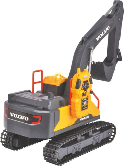 Lodër eskavator Dickie Toys Volvo Mining Excavator, me pult, me dritë edhe zë, gri me tê verdhë