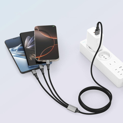 Kabllo kariku Tech-Protect UltraBoost DNA 3n1, USB-C Micro USB Lightning, 120cm, gri
