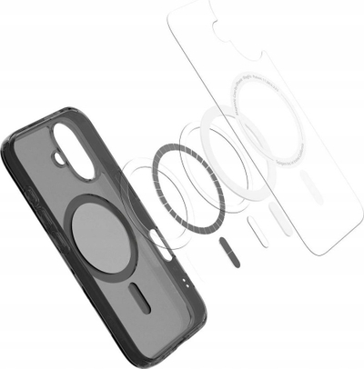 Kapak telefoni Spigen Ultra Hybrid T Mag MagSafe për iPhone 16, transparent, Frost Black