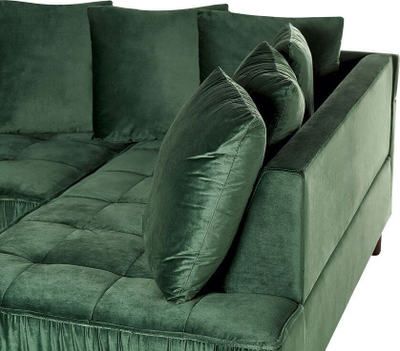 Divan këndi GRENA Velvet, 3 vende, kënd i majtë, jeshile e errët