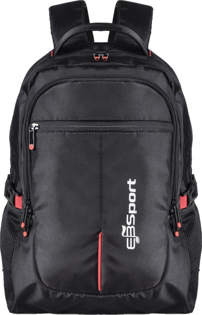 Çantë shkolle EBSport ENL62815B, 3 ndarje, elemente reflektuese, e zezë me të kuqe