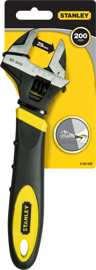 Çelës rregullues Stanley Swedish 0-90-948, 200mm, me dorezë gome, gri