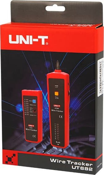 Testues kabllosh rrjeti Uni-T UT-682, gjet çifte telash, tester RJ45, i kuq