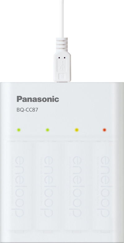 Karikues baterish Panasonic Eneloop BQ-CC87, 4x AA AAA, USB, i bardhë