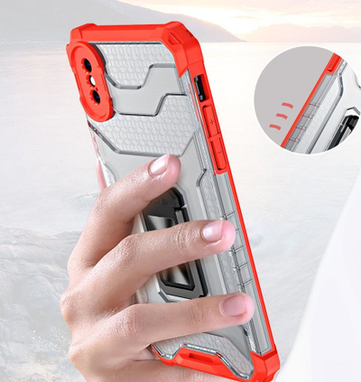 Mbrojtëse telefoni Hurtel Crystal Ring Case, iPhone XS Max, me mbajtëse magnetike, e kuqe