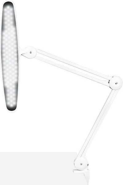 Llambë tavoline Eco White LED Workshop, krah i artikuluar, me kapëse, e bardhë