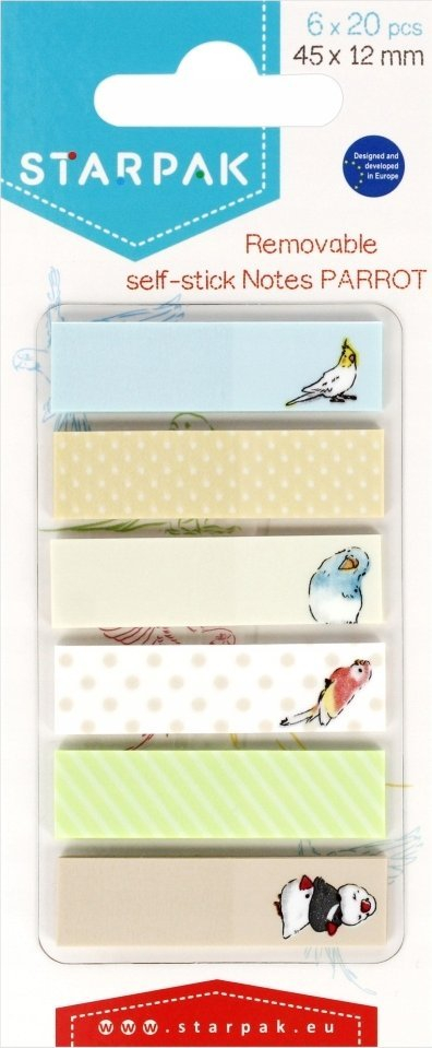 Shirita indeksimi Starpak Parrots, 45x12mm, vetëngjitës, shumëngjyrëshe