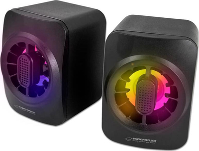 Altoparlantë kompjuterikë Esperanza Rainbow Sakara EGS104, USB, me drita LED, të zinj