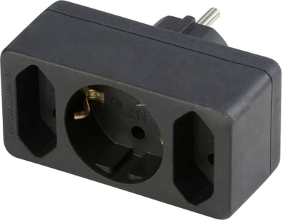 Prizë kaluese REV Transition Plug, 2 dalje plus tokëzim, e zezë
