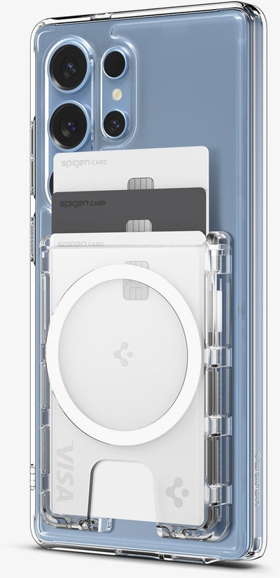 Kapak telefoni Spigen Ultra Hybrid Wallet MagSafe Plus, për Samsung Galaxy S25 Series, transparent