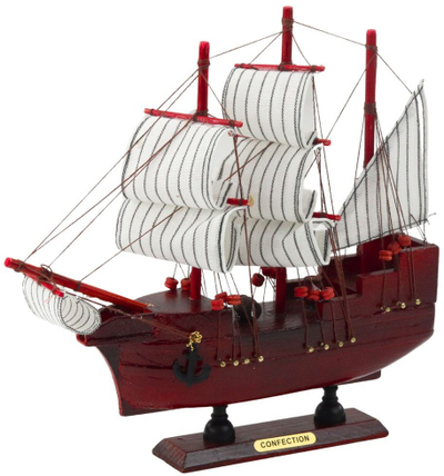 Model anije me vela për zbukurim, Collectible, 24x23cm, e kuqe