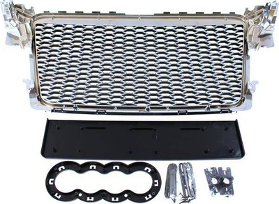 Grilë përpara Audi A4 B8 RS-style, 2008-2012, PDC, krom-ezezë