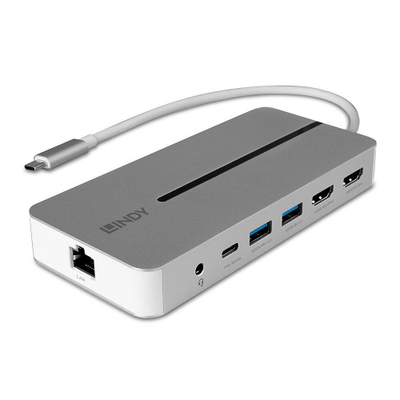 Docking station Lindy Dual 4K USB C 43360, 2x 4K 60Hz, Power Delivery 100W, gri