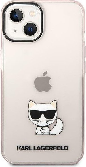 Kasë telefoni Karl Lagerfeld KLHCP14MCTTRI për iPhone 14 Plus, hardcase TPU, dizajn Choupette Body, rozë transparente