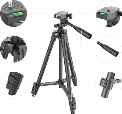 Tripod fotografik Mozos SF Entry, alumini, me mbajtëse telefoni, i zi