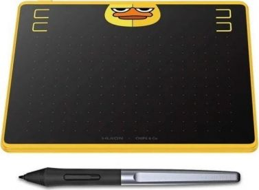 Tablet grafik HUION HS64 Special Edition, stylus pa bateri, 4 butona programueshëm, i zi me të verdhë