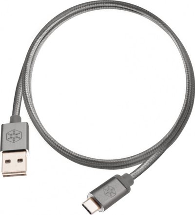 Kabllo USB SilverStone 52028, USB A në USB C, 1 m, gri