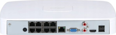 Regjistrues IP Dahua NVR2108-8P-4KS3, 8 porta PoE, 4K, i bardhë