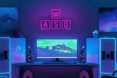 PREYON LED Гејминг Неонско Ѕидно Светло, WASD Purple