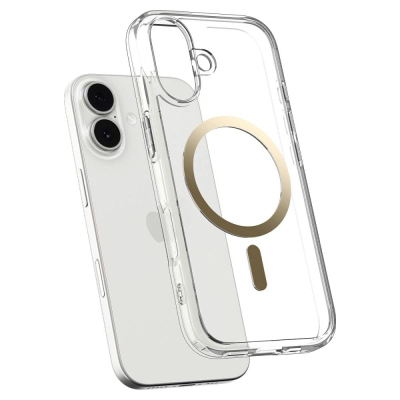 Këllëf telefoni Spigen Ultra Hybrid MagSafe për iPhone 17, i tejdukshëm, me detaje gold