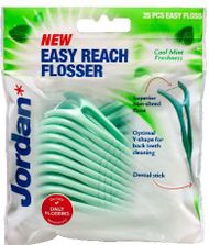 Fije dhëmbësh dentare Jordan 2 në 1 Flosser Easy Reach, 25 copë