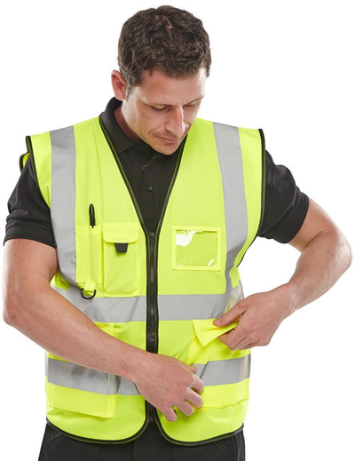 Jelek pune Beeswift Executive Hi Vis WCENGEXEC, poliester, madhësia 4XL, e verdhë neon