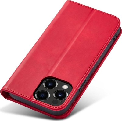 Këllëf flip Hurtel Magnet Fancy Case për iPhone 14 Plus, me portofol, funksion stand, i kuq