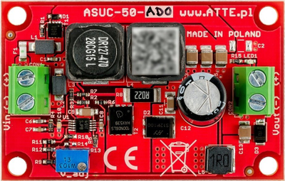 Konvertues Step-Up ASUC-50-AD0-OF, 50W, hyrje 8-30V, dalje 12-48V