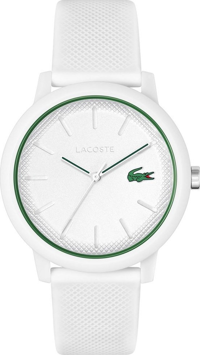 Orë dore Lacoste 12.12, 42mm, mban ujë deri 50m, e bardhë