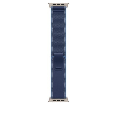 Apple Watch 49mm Loop, Blue/Bright Blue Trail Loop, S/M, Natural Titanium Finish
